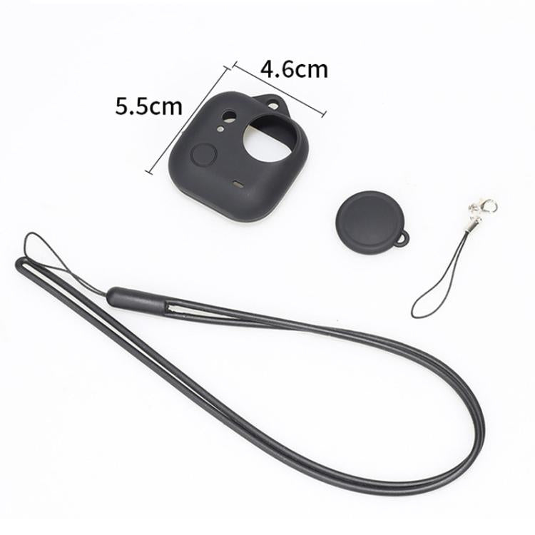 For Insta360 GO Ultra Silicone Case & Lens Cap Set with Lanyard  Anti-Scratch Camera Body Protector(Black) - Case & Bags by buy2fix | Online Shopping UK | buy2fix