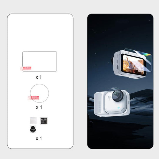 For Insta360 GO Ultra  1 Set Screen Protector & Lens Film Kit Tempered Glass + Hydrogel HD Protection