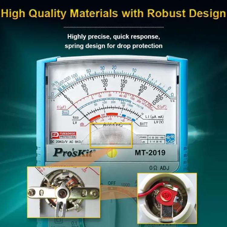 ProsKit MT-2019 Analog Multimeter 24 Range Mechanical High Precision Universal Meter - Digital Multimeter by ProsKit | Online Shopping UK | buy2fix