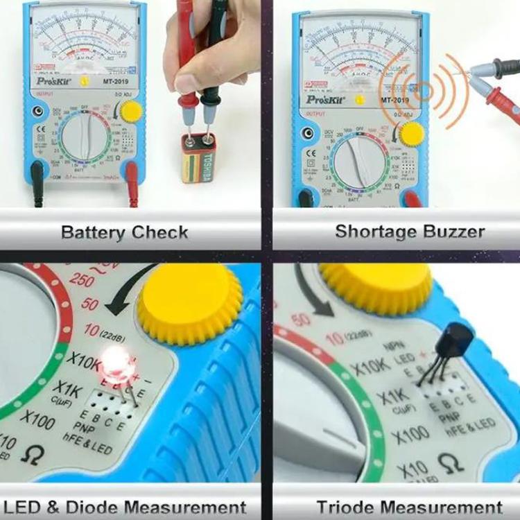 ProsKit MT-2019 Analog Multimeter 24 Range Mechanical High Precision Universal Meter - Digital Multimeter by ProsKit | Online Shopping UK | buy2fix