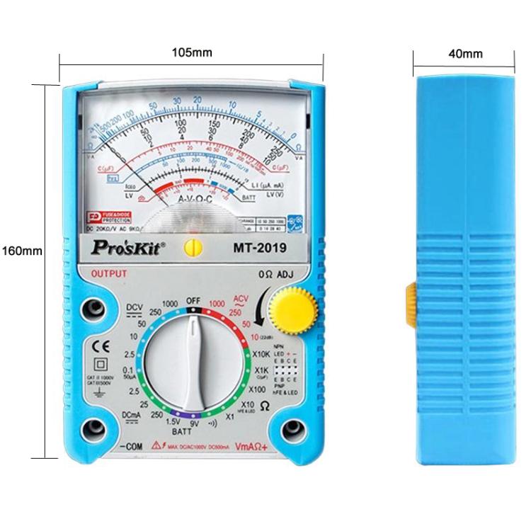 ProsKit MT-2019 Analog Multimeter 24 Range Mechanical High Precision Universal Meter - Digital Multimeter by ProsKit | Online Shopping UK | buy2fix