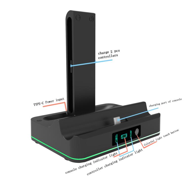 For Nintendo Switch 2 & Joy-Con Controllers KJH Charging Dock With Ambient Lighting(White) - Charger & Power by KJH | Online Shopping UK | buy2fix