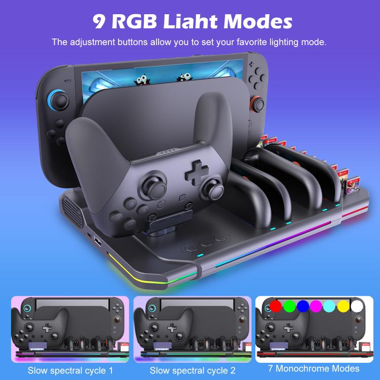 For Nintendo Switch 2 Multi-function Cooling Charging Dock Station With RGB Lighting & Card Slots - Charger & Power by buy2fix | Online Shopping UK | buy2fix