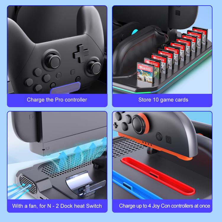 For Nintendo Switch 2 Multi-function Cooling Charging Dock Station With RGB Lighting & Card Slots - Charger & Power by buy2fix | Online Shopping UK | buy2fix