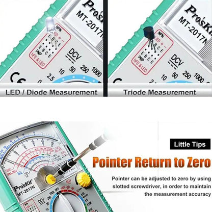 ProsKit MT-2017N Analog Multimeter 26 Range Misoperation-Proof Burn-Proof Electrical Meter - Current & Voltage Tester by ProsKit | Online Shopping UK | buy2fix