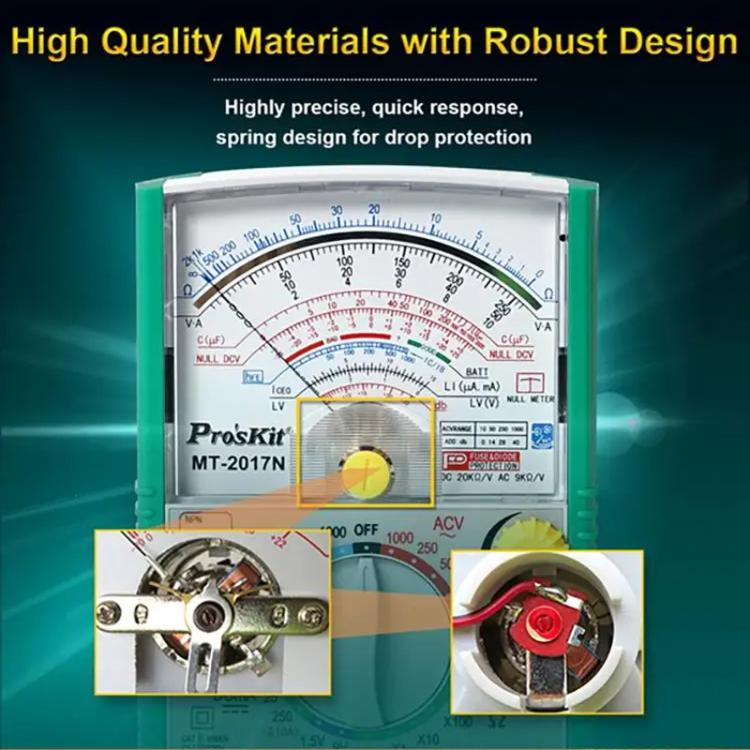 ProsKit MT-2017N Analog Multimeter 26 Range Misoperation-Proof Burn-Proof Electrical Meter - Current & Voltage Tester by ProsKit | Online Shopping UK | buy2fix