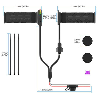 WUPP Rainbow Light Heated Motorcycle Handlebar Grips With Memory Function(Dual Switch/Right Hand 25mm) - Grips by WUPP | Online Shopping UK | buy2fix