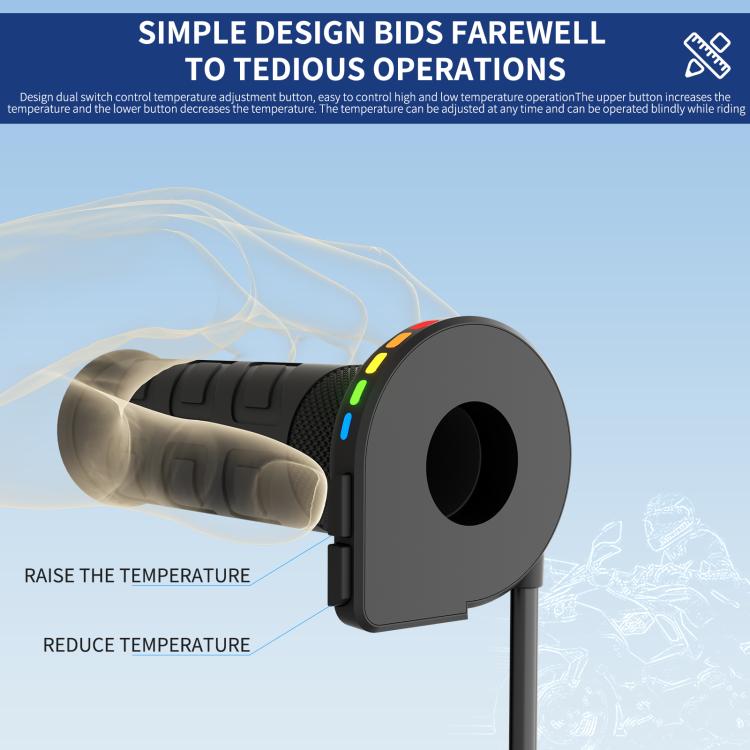 WUPP Rainbow Light Heated Motorcycle Handlebar Grips With Memory Function(Dual Switch/Right Hand 25mm) - Grips by WUPP | Online Shopping UK | buy2fix