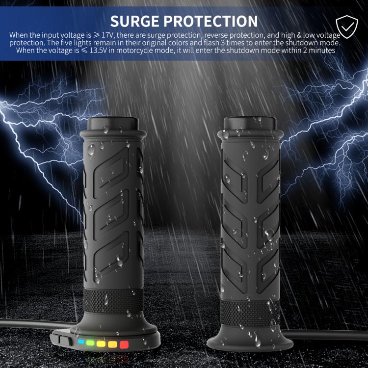 WUPP Rainbow Light Heated Motorcycle Handlebar Grips With Memory Function(Dual Switch/Right Hand 25mm) - Grips by WUPP | Online Shopping UK | buy2fix