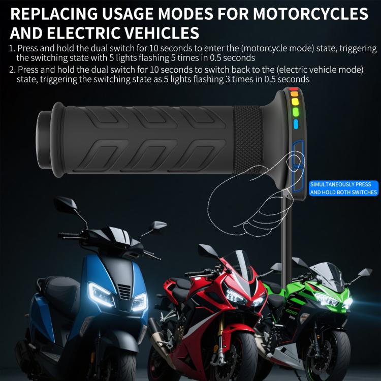 WUPP Rainbow Light Heated Motorcycle Handlebar Grips With Memory Function(Dual Switch/Right Hand 25mm) - Grips by WUPP | Online Shopping UK | buy2fix