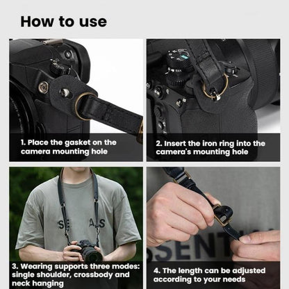 Cwatcun D222 Medium Comfortable DSLR Camera Universal Shoulder Strap Leather Quick Release Strap(Black) - Camera Strap by Cwatcun | Online Shopping UK | buy2fix