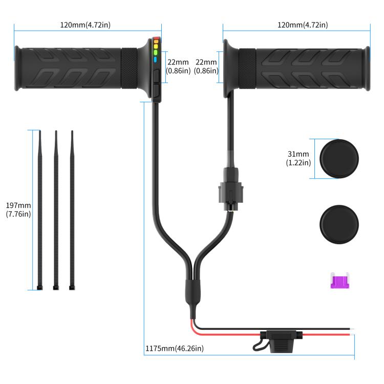 Rainbow Light ATV Heated Handlebars With Memory Function(Dual Switch/Right Hand 25mm) - Grips by buy2fix | Online Shopping UK | buy2fix