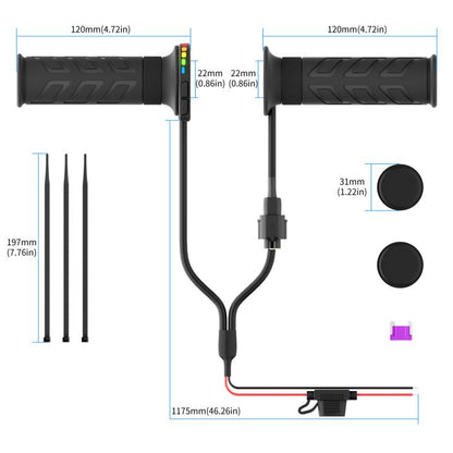 Rainbow Light ATV Heated Handlebars With Memory Function(Dual Switch/Right Hand 25mm) - Grips by buy2fix | Online Shopping UK | buy2fix