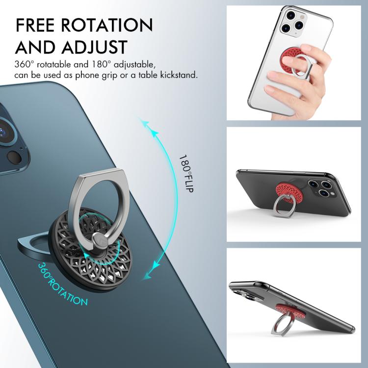 AhaStyle ST13 2pcs Metal Ring Clip Phone Holder Patterned Anti-Slip Design Back Stick Mount(Purple+Red) - Ring Holder by AhaStyle | Online Shopping UK | buy2fix