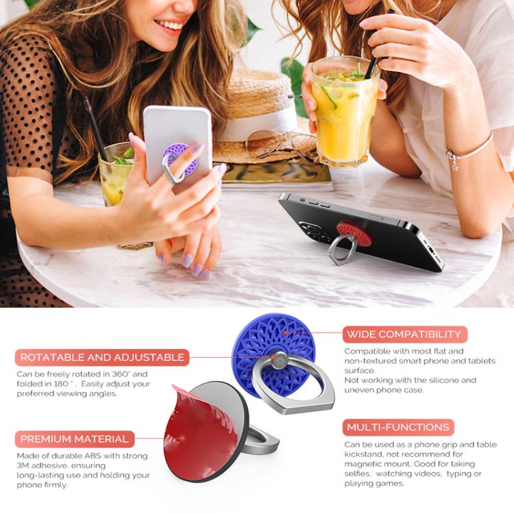 AhaStyle ST13 2pcs Metal Ring Clip Phone Holder Patterned Anti-Slip Design Back Stick Mount(Purple+Red) - Ring Holder by AhaStyle | Online Shopping UK | buy2fix