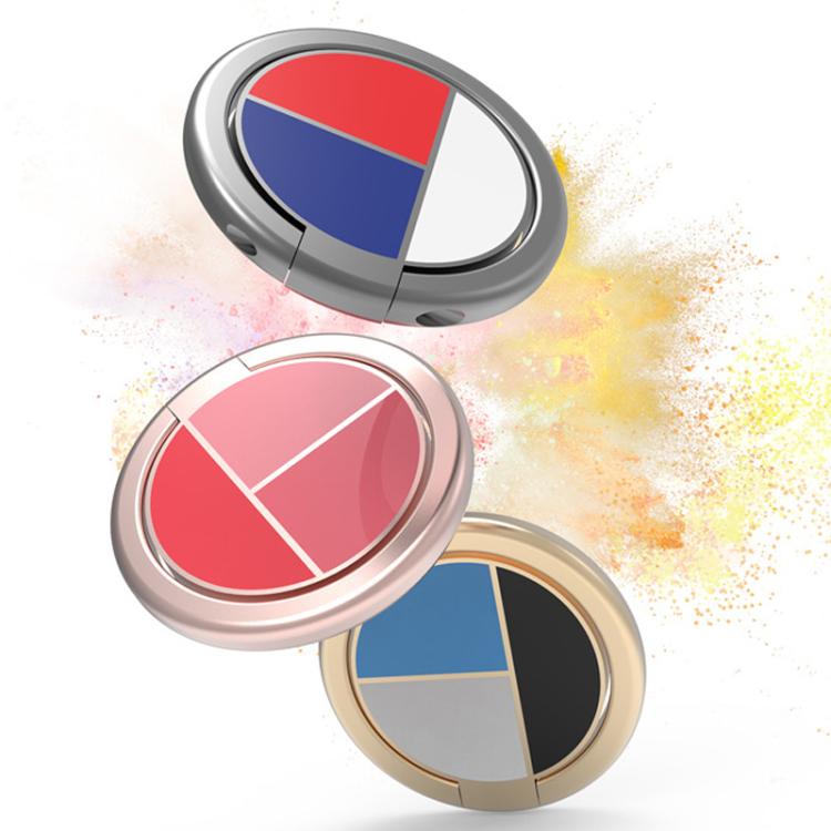 AhaStyle ST12 Metal Ring Clip Phone Stand Aluminum Alloy Adhesive Mount(Black White Blue) - Ring Holder by AhaStyle | Online Shopping UK | buy2fix