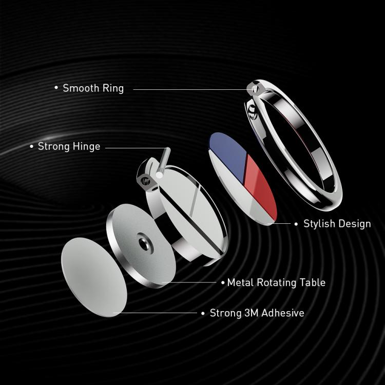 AhaStyle ST12 Metal Ring Clip Phone Stand Aluminum Alloy Adhesive Mount(Red White Blue) - Ring Holder by AhaStyle | Online Shopping UK | buy2fix