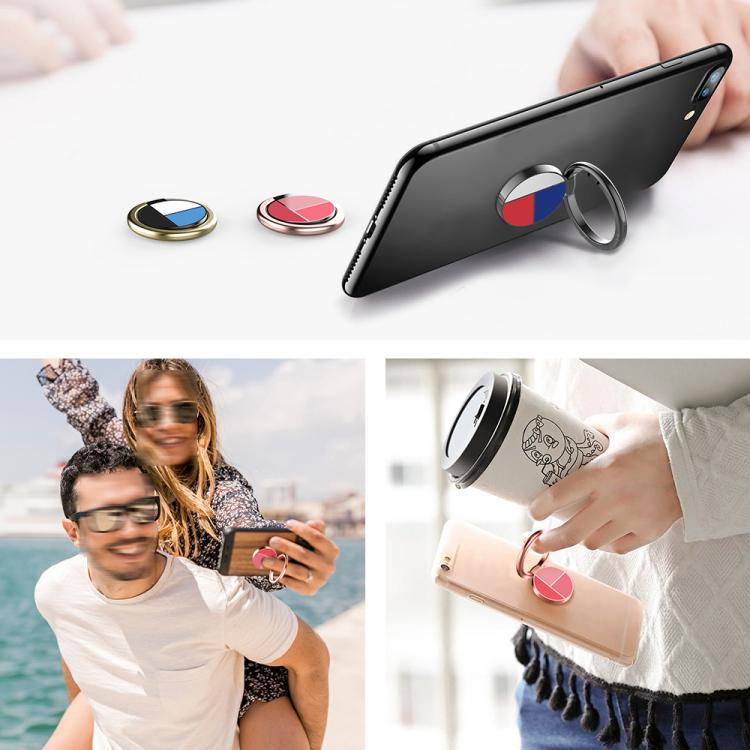 AhaStyle ST12 Metal Ring Clip Phone Stand Aluminum Alloy Adhesive Mount(Black White Blue) - Ring Holder by AhaStyle | Online Shopping UK | buy2fix