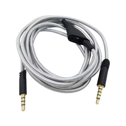 For Logitech Astro A10 / A40 / A30 Gaming Headset Cable Braided Audio Cable, Style: Gray Black Button - Headset Accessories by buy2fix | Online Shopping UK | buy2fix