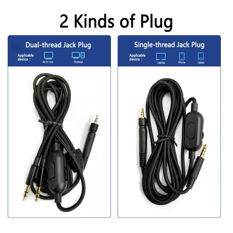 Dual Plug 2m Tuning Edition Headphone Cable For Sennheiser GAME ONE / GAME ZERO / PC 373D / GSP350 / GSP500 / GSP600 - Headset Accessories by buy2fix | Online Shopping UK | buy2fix