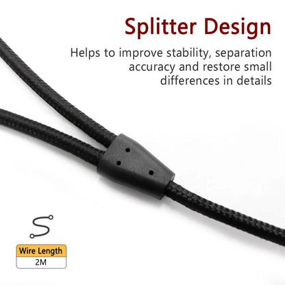 For Razer Kraken V2 3.5mm Male To Female 2 In 1 Extension Cable Audio Adapter, Length: 2m(Black) - Microphone by buy2fix | Online Shopping UK | buy2fix