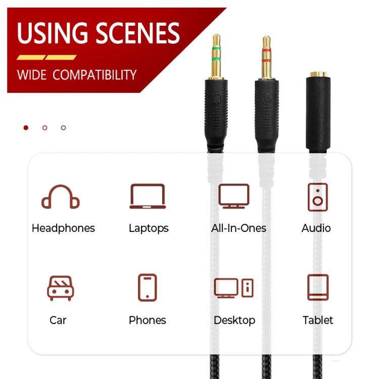 For Razer Kraken V2 3.5mm Male To Female 2 In 1 Extension Cable Audio Adapter, Length: 2m(Black) - Microphone by buy2fix | Online Shopping UK | buy2fix