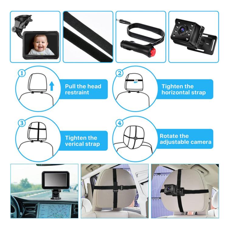4.3 inch HD 1080P Car Baby Monitor(With USB) - Car Monitor by buy2fix | Online Shopping UK | buy2fix