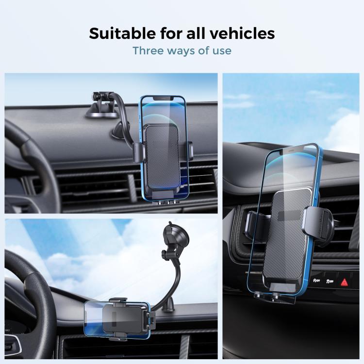 Tronwin JY02 Flexible Arm Dashboard Windshield Car Phone Holder Adjustable Suction Cup Mount(Black) - Universal Car Holders by Tronwin | Online Shopping UK | buy2fix