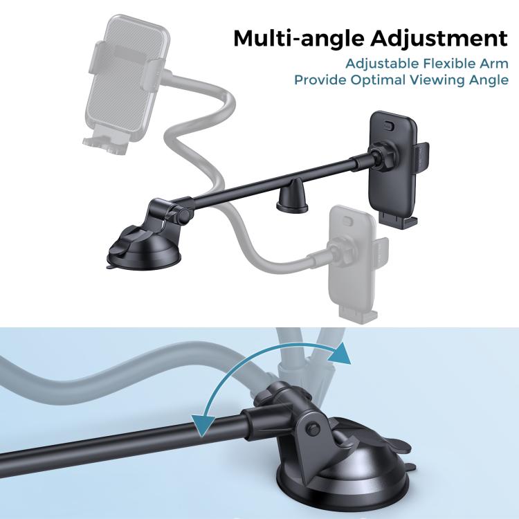 Tronwin JY02 Flexible Arm Dashboard Windshield Car Phone Holder Adjustable Suction Cup Mount(Black) - Universal Car Holders by Tronwin | Online Shopping UK | buy2fix