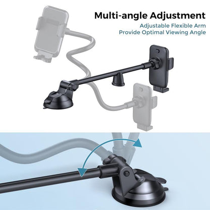 Tronwin JY02 Flexible Arm Dashboard Windshield Car Phone Holder Adjustable Suction Cup Mount(Black) - Universal Car Holders by Tronwin | Online Shopping UK | buy2fix