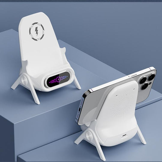 Chair-Shaped Wireless Charger Stand For Desk Compatible With 4.5-11 Inch Phones & Tablets(White)