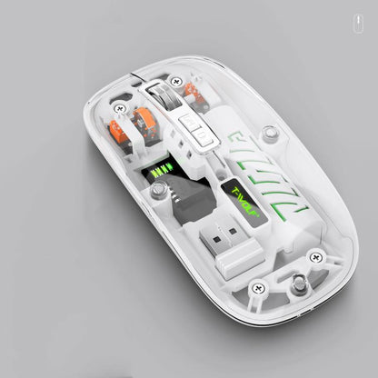 T-WOLF X11 Transparent Wireless Mouse Dual Mode 2.4G+Bluetooth, USB-C Rechargeable with Magnetic Cover(White) - Wireless Mice by T-WOLF | Online Shopping UK | buy2fix