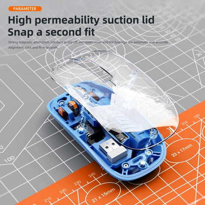 T-WOLF X11 Transparent Wireless Mouse Dual Mode 2.4G+Bluetooth, USB-C Rechargeable with Magnetic Cover(Pink) - Wireless Mice by T-WOLF | Online Shopping UK | buy2fix