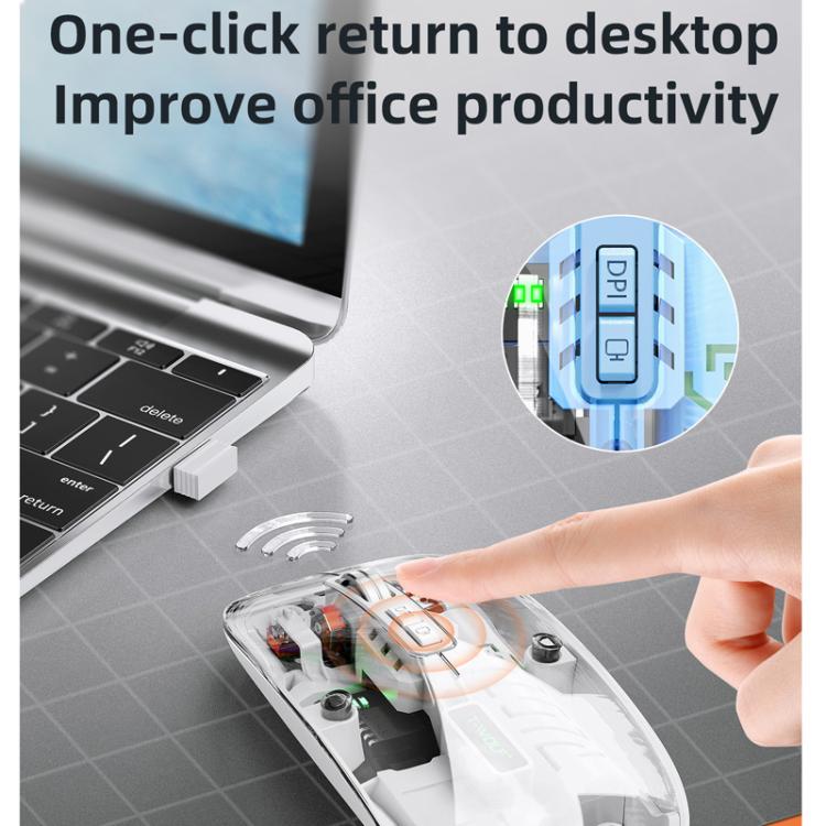 T-WOLF X11 Transparent Wireless Mouse Dual Mode 2.4G+Bluetooth, USB-C Rechargeable with Magnetic Cover(Black) - Wireless Mice by T-WOLF | Online Shopping UK | buy2fix