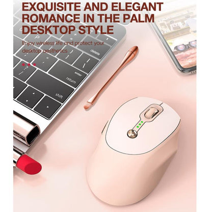 T-WOLF Q7 Dual-Mode 2.4G+Bluetooth 2400 DPI Wireless Mouse USB-C Rechargeable, Milk Tea Color Elegant Design with Battery Indicator - Wireless Mice by T-WOLF | Online Shopping UK | buy2fix