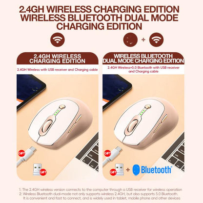 T-WOLF Q7 Dual-Mode 2.4G+Bluetooth 2400 DPI Wireless Mouse USB-C Rechargeable, Milk Tea Color Elegant Design with Battery Indicator - Wireless Mice by T-WOLF | Online Shopping UK | buy2fix