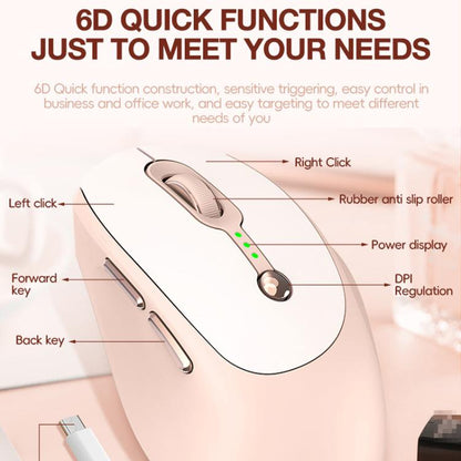 T-WOLF Q7 Dual-Mode 2.4G+Bluetooth 2400 DPI Wireless Mouse USB-C Rechargeable, Milk Tea Color Elegant Design with Battery Indicator - Wireless Mice by T-WOLF | Online Shopping UK | buy2fix