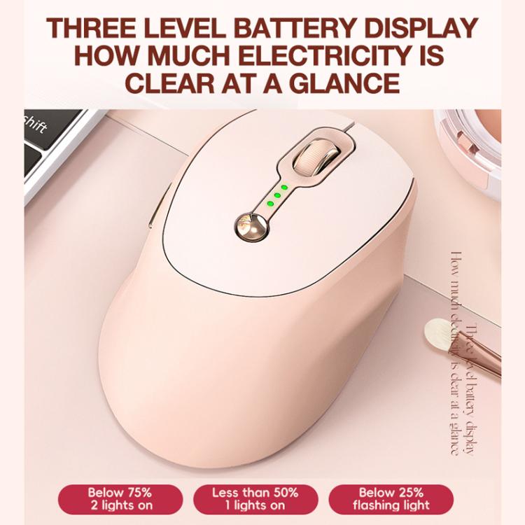 T-WOLF Q7 Dual-Mode 2.4G+Bluetooth 2400 DPI Wireless Mouse USB-C Rechargeable, Milk Tea Color Elegant Design with Battery Indicator - Wireless Mice by T-WOLF | Online Shopping UK | buy2fix