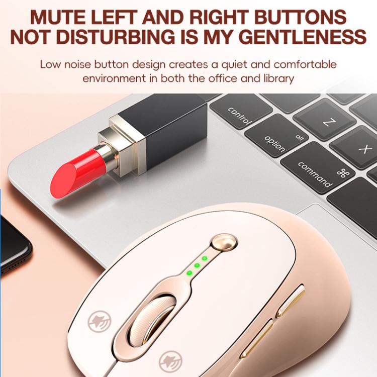 T-WOLF Q7 Dual-Mode 2.4G+Bluetooth 2400 DPI Wireless Mouse USB-C Rechargeable, Milk Tea Color Elegant Design with Battery Indicator - Wireless Mice by T-WOLF | Online Shopping UK | buy2fix