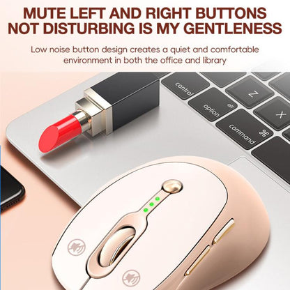 T-WOLF Q7 Dual-Mode 2.4G+Bluetooth 2400 DPI Wireless Mouse USB-C Rechargeable, Milk Tea Color Elegant Design with Battery Indicator - Wireless Mice by T-WOLF | Online Shopping UK | buy2fix