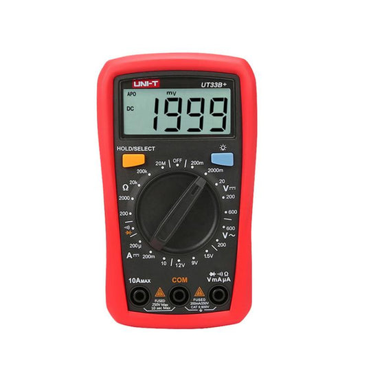 UNI-T UT33B+ Palm Size Multimeter With Backlit LCD Display, 600V 10A AC/DC Voltage Tester