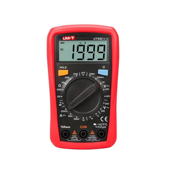 UNI-T UT33C+ Palm Size Multimeter With Backlit LCD Display, 600V 10A AC/DC Voltage Tester