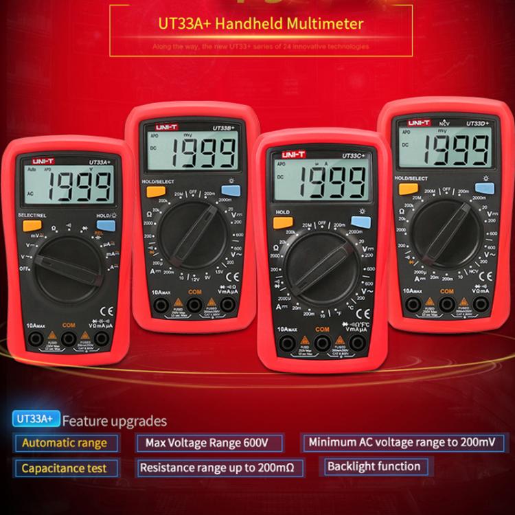 UNI-T UT33A+ Palm Size Multimeter With Backlit LCD Display, 600V 10A AC/DC Voltage Tester - Digital Multimeter by UNI-T | Online Shopping UK | buy2fix