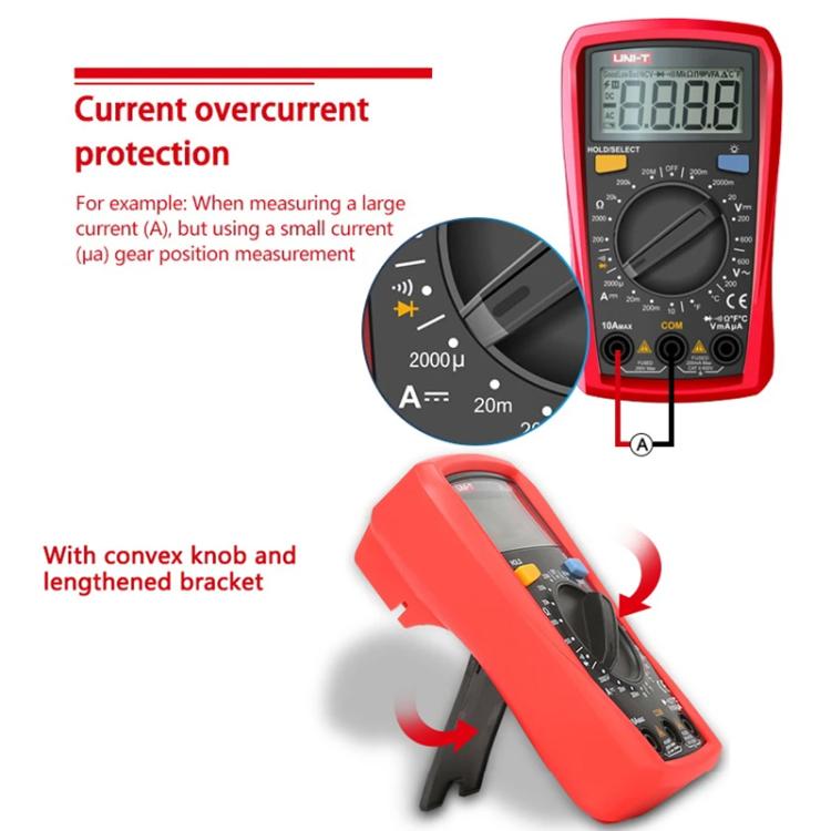 UNI-T UT33C+ Palm Size Multimeter With Backlit LCD Display, 600V 10A AC/DC Voltage Tester - Digital Multimeter by UNI-T | Online Shopping UK | buy2fix