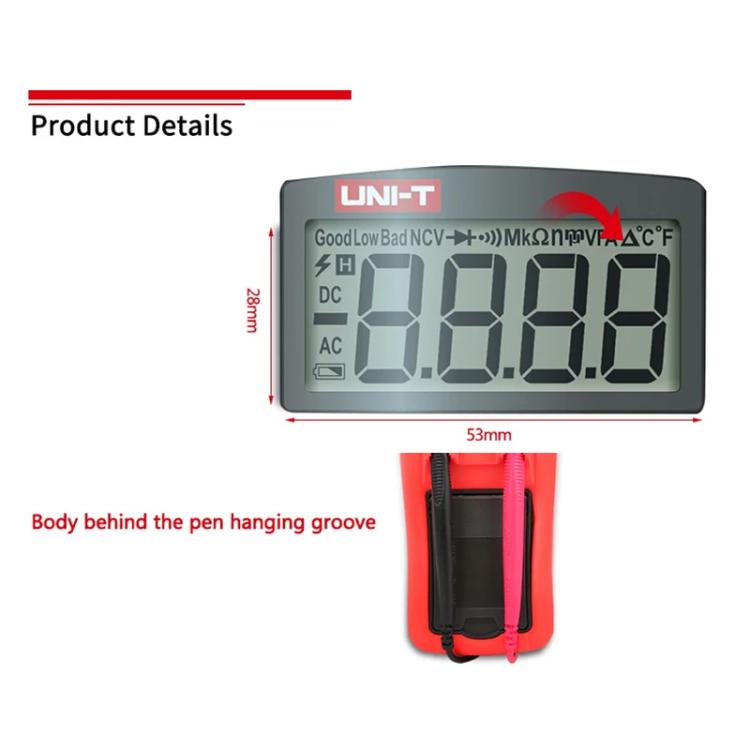 UNI-T UT33D+ Palm Size Multimeter With Backlit LCD Display, 600V 10A AC/DC Voltage Tester - Digital Multimeter by UNI-T | Online Shopping UK | buy2fix