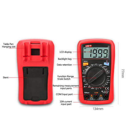 UNI-T UT33D+ Palm Size Multimeter With Backlit LCD Display, 600V 10A AC/DC Voltage Tester - Digital Multimeter by UNI-T | Online Shopping UK | buy2fix