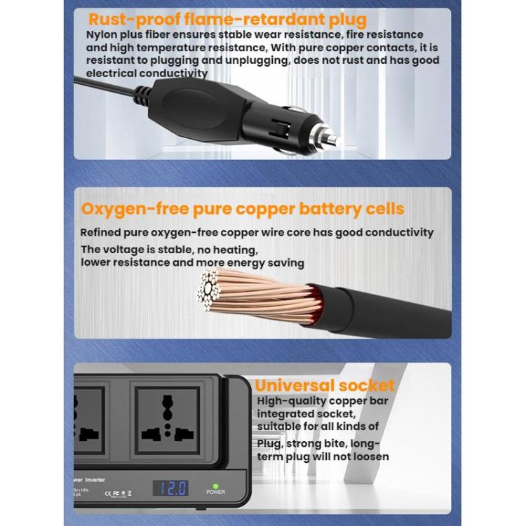 Meind 200W Car Inverter To 220V Fast Charging Dual Socket(Universal 24V) - Others by Meind | Online Shopping UK | buy2fix