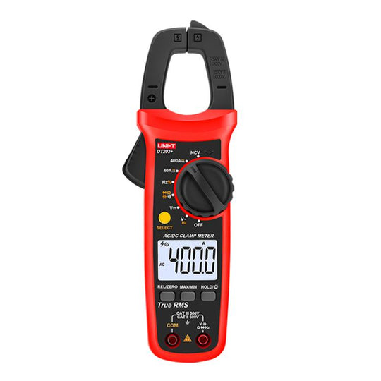 UNI-T UT203+ True RMS Auto-Ranging Digital Clamp Meter 400A AC/DC With NCV, Backlit LCD, Live Wire Detection & Data Hold