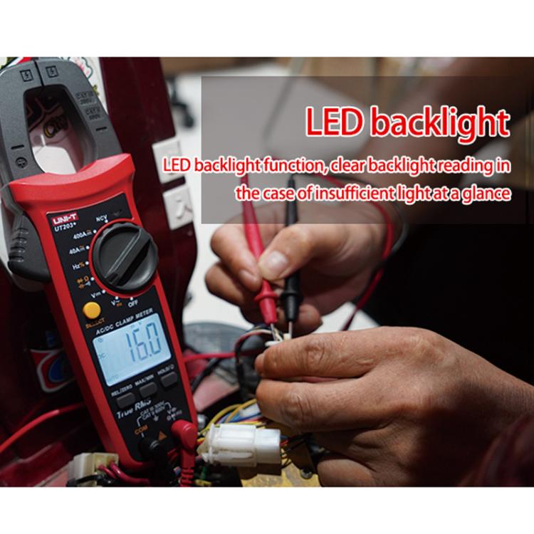 UNI-T UT203+ True RMS Auto-Ranging Digital Clamp Meter 400A AC/DC With NCV, Backlit LCD, Live Wire Detection & Data Hold - Digital Multimeter by UNI-T | Online Shopping UK | buy2fix