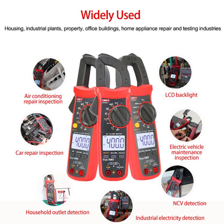 UNI-T UT203+ True RMS Auto-Ranging Digital Clamp Meter 400A AC/DC With NCV, Backlit LCD, Live Wire Detection & Data Hold - Digital Multimeter by UNI-T | Online Shopping UK | buy2fix